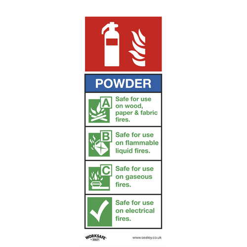 Sealey Safe Conditions Safety Sign - Powder Fire Extinguisher - Rigid Plastic SS52P1