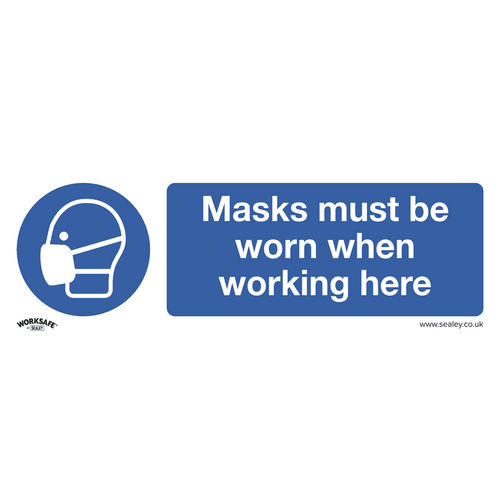 Sealey Mandatory Safety Sign - Masks Must Be Worn - Self-Adhesive Vinyl SS57V1