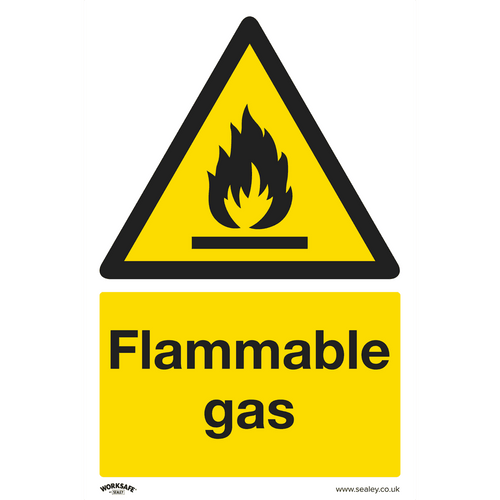 Sealey Warning Safety Sign - Flammable Gas - Self-Adhesive Vinyl SS59V1