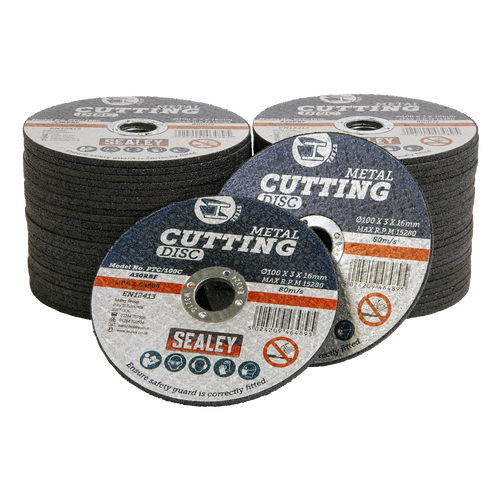 Sealey Cutting Disc Pack of 50 Ø100 x 3mm Ø16mm Bore PTC/100C50