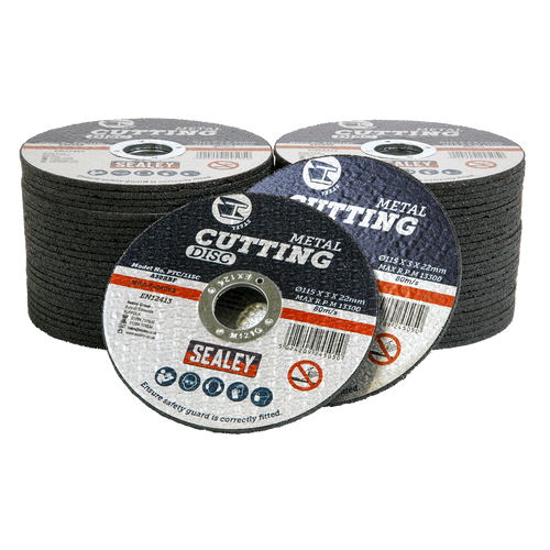 Sealey Cutting Disc Pack of 50 Ø115 x 3mm Ø22mm Bore PTC/115C50