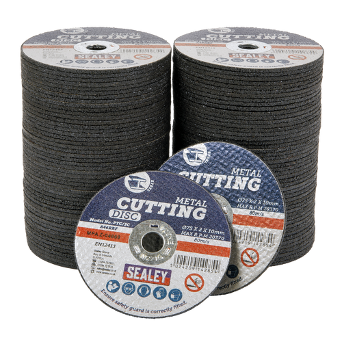 Sealey Cutting Disc Pack of 100 Ø75 x 2mm Ø10mm Bore PTC/3C100