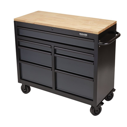 Draper Bunker Workbench Roller Cabinet, 7 Drawer, 41" Grey 08216