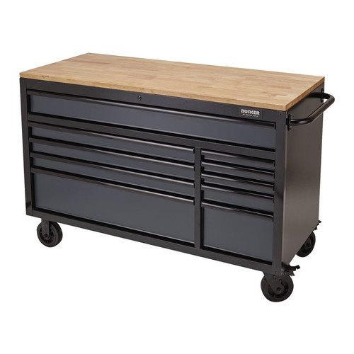 Draper Bunker Workbench Roller Cabinet, 10 Drawer, 56" Grey 08227