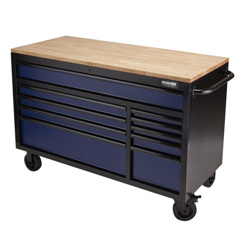 Draper Bunker Workbench Roller Cabinet, 10 Drawer, 56" Blue 08237