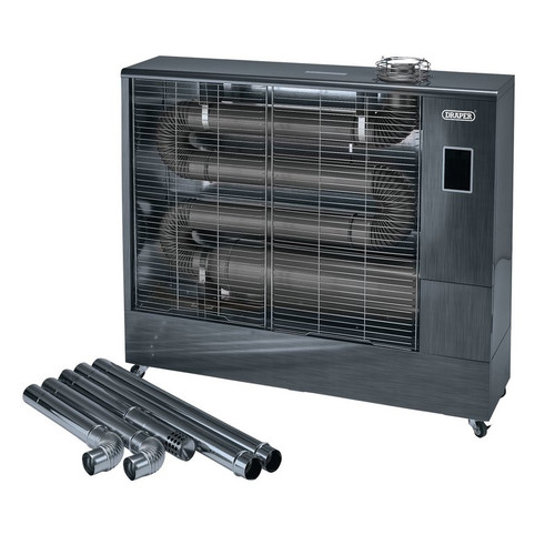 Draper 230V Far Infrared Diesel Heater with Flue Kit, 67,500 BTU/19.8KW 18104