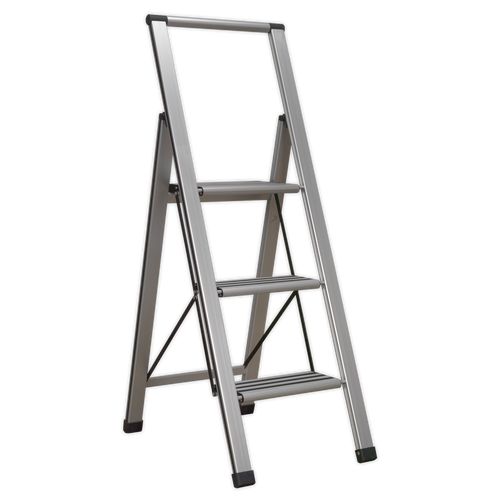 Sealey Aluminium Professional Folding Step Ladder 3-Step 150kg Capacity APSL3