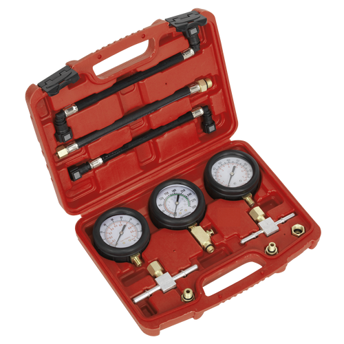 Sealey Motorcycle Compression & Fuel Pressure Gauge Set 3pc MS100