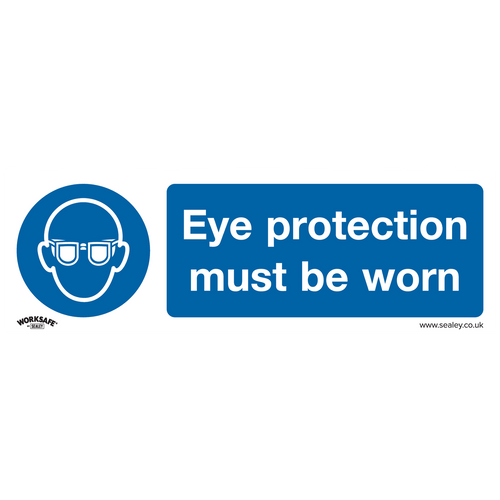 Sealey Mandatory Safety Sign - Eye Protection Must Be Worn - Self-Adhesive Vinyl - Pack of 10 SS11V10