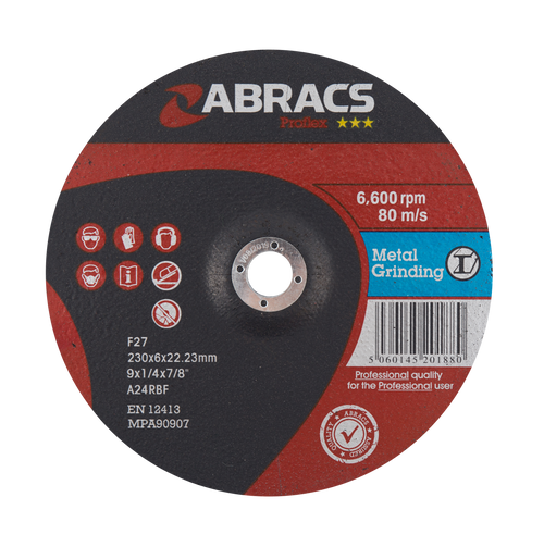 Abracs Proflex 230mm x 6mm x 22mm DPC Metal Grinding Disc PF23060DM
