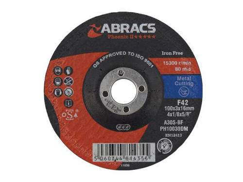 Abracs Phoenix II 115mm x 3mm x 22mm DPC Metal Cutting Disc PH11530DM