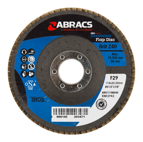 Abracs Zirconium Flap Disc 115mm x 40g ABFZ115B040