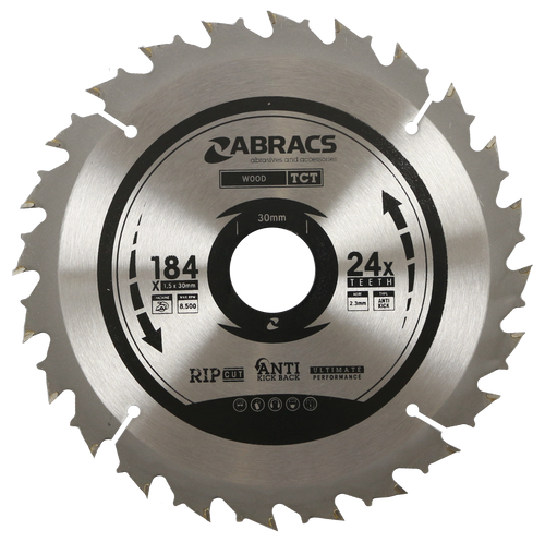 Abracs TCT Blade 184mm x 30mm x 24T - Wood TCT18424