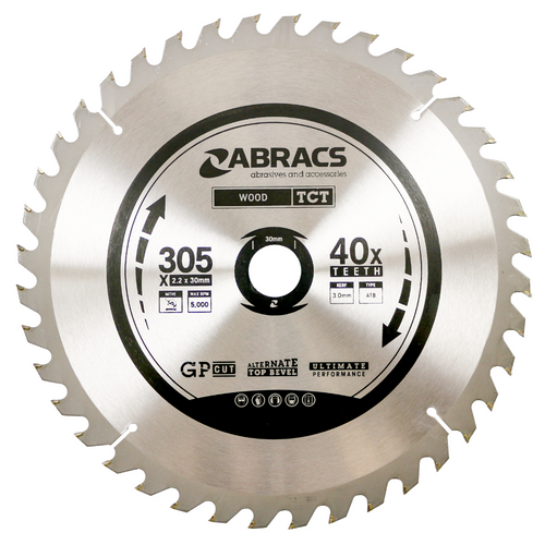 Abracs TCT Blade 305mm x 30mm x 40T - Wood TCT30540