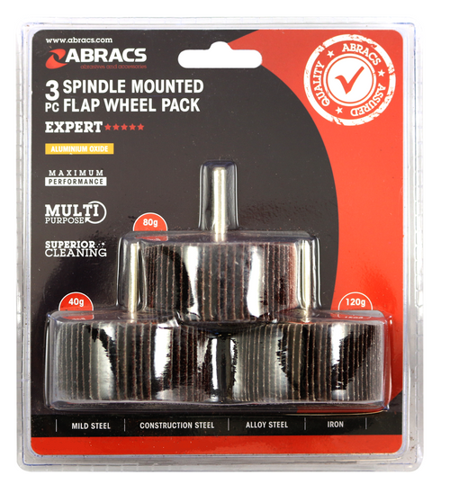 Abracs 3pc Flap Wheel Pack 60mm x 30mm x 40/80/120g FWPK360
