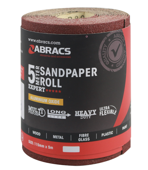 Abracs General Purpose Sandpaper Roll 115mm x 5M x 40G ABS11505040