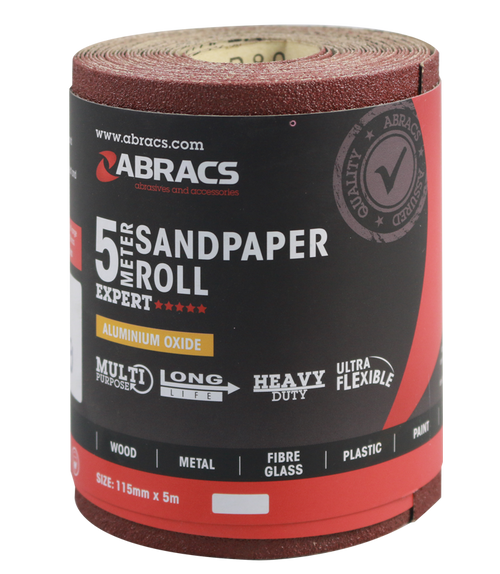 Abracs General Purpose Sandpaper Roll 115mm x 5M x 120G ABS11505120