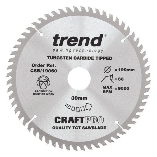 Trend Craftpro Wood Circular Saw Blade 190MM X 60T X 30MM CSB/19060