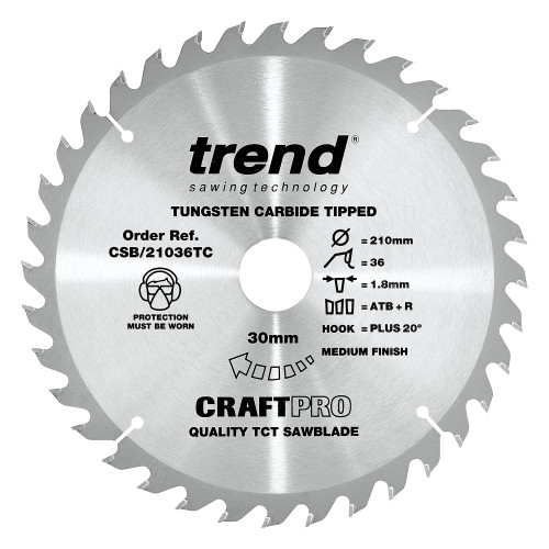 Trend Craftpro Circular Saw Blade 210MM X 36T X 30MM CSB/21036TC