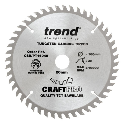 Trend Craftpro Wood Plunge Saw Blade 160MM X 48T X 20MM CSB/PT16048