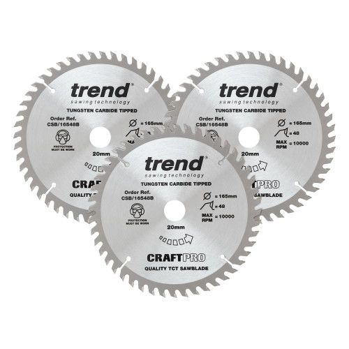 Trend CraftPro Triple Pack 165mm Plunge Saw Blades CSB/165/3PK/A