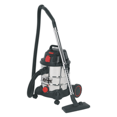 Sealey 20L Wet & Dry Industrial Vacuum Cleaner 1400W with Stainless Drum & Auto Start PC200SDAUTO
