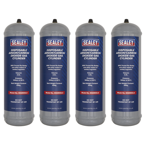 Sealey 430g Disposable Argon/Carbon Dioxide Gas Cylinder 2.2L - Pack of 4 MIGMIX2.24