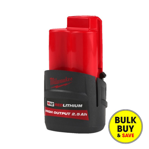 Milwaukee M12 High Output 2.5Ah Battery M12 HB2.5 Bulk Buy
