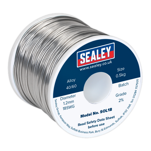 Sealey 0.5kg Solder Wire Quick Flow 1.2mm/18SWG 40/60 SOL18