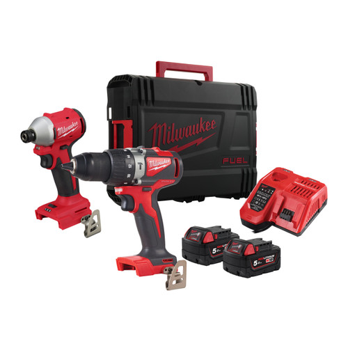 Milwaukee M18 Percussion Drill & 1/4" Impact Driver Brushless Powerpack Twin Pack M18BLPP2A3-502X