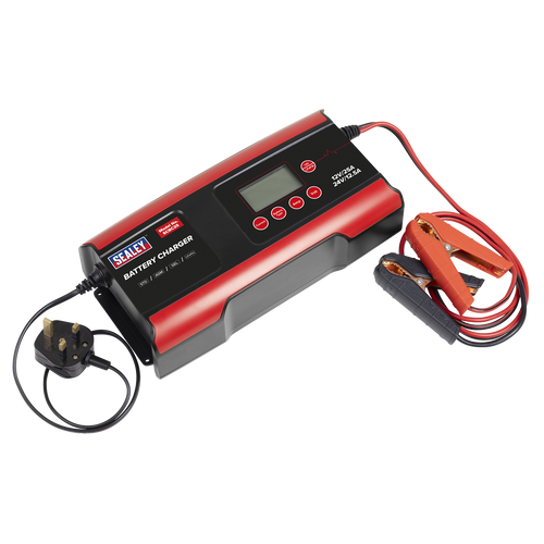 Sealey 12/24V Compact Smart Battery Charger & Maintainer 25A SCBC25