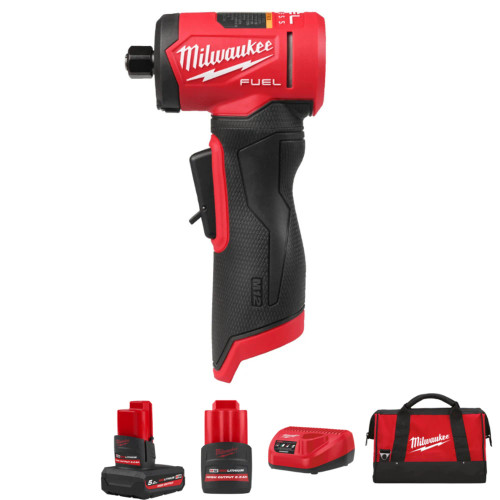 Milwaukee M12FDGA2 Fuel Angled Die Grinder with Variable Speed Kit with 5.0Ah & 2.5Ah batteries