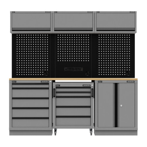 Sealey Superline PRO Black Edition Storage System with Rubber Wood Worktop 2.04m APMSBESTACK03W