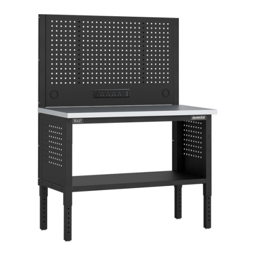 Sealey Superline PRO Modular Workbench with Pegboard Back Panel Stainless Steel Worktop 1265mm APMWB50COMBOSS