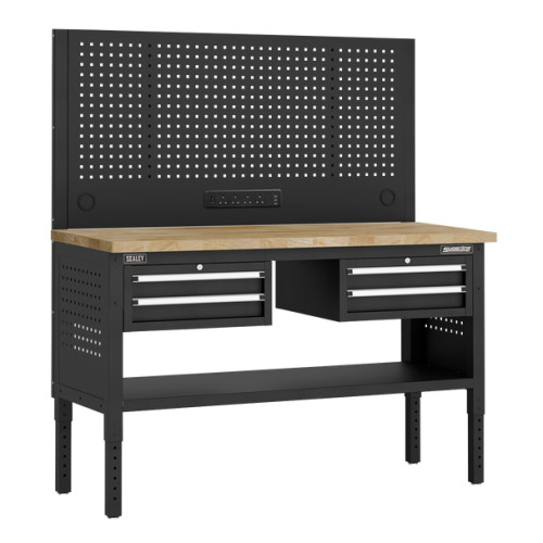 Sealey Superline PRO Modular Workbench with 4 Drawers Wooden Worktop 1525mm APMWB60COMBO3W