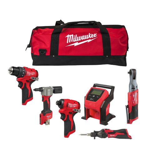 Milwaukee M12 6 Piece Power Tool Kit M12BLK1500