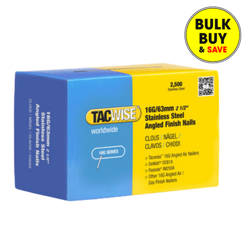 Tacwise 16G/63mm Stainless Steel Angled  Finish Nails 1226