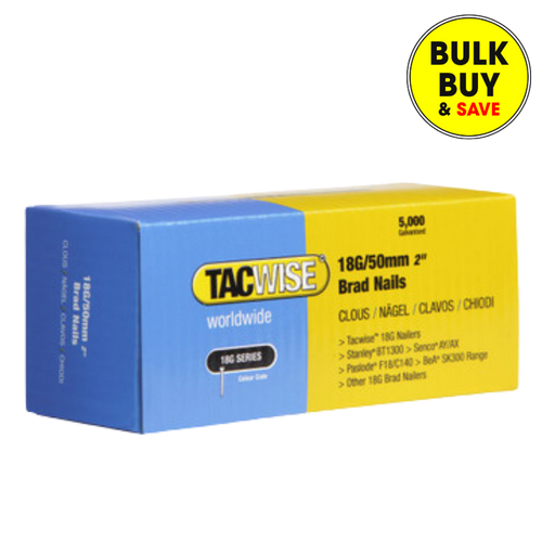 Tacwise 18G/50mm Galvanised Brad Nails, Pack of 5000 0401