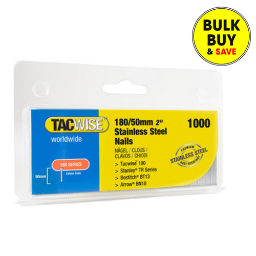 Tacwise 18G/50mm Stainless Steel Brad Nails, Pack of 1000 1512