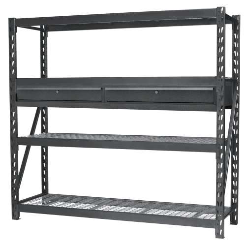 Sealey Heavy-Duty Racking Unit with 4 Mesh Shelves & Double Drawer 640kg Capacity Per Level AP6572COMBO1