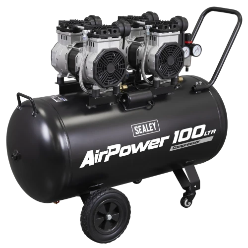 Sealey 100L Oil Free Low Noise Direct Drive Air Compressor 2 x 2hp SAC10001S