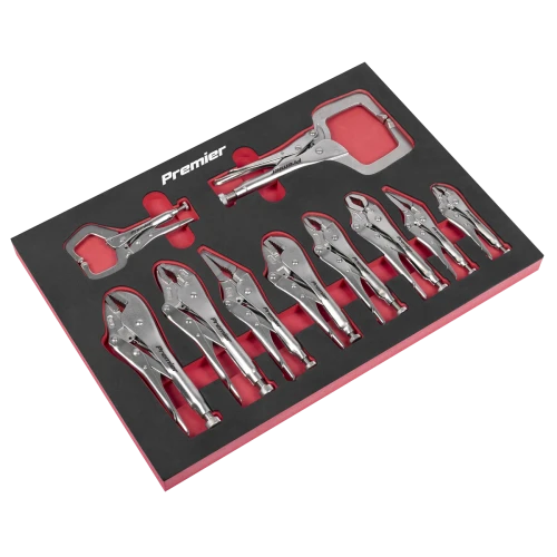 Sealey Premier Locking Pliers Set with Tool Tray 10pc AK6802