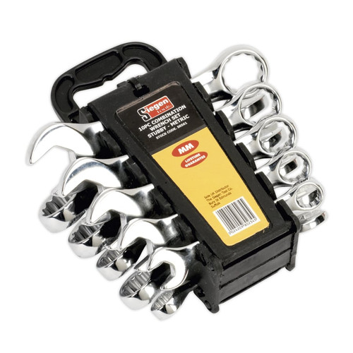 Siegen Combination Spanner Set 10pc Stubby Metric S0561 | Hardened, tempered and chrome plated for corrosion resistance.