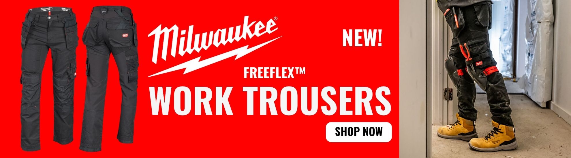 Milwaukee FREEFLEX Allround Stretch Work Trousers - Black