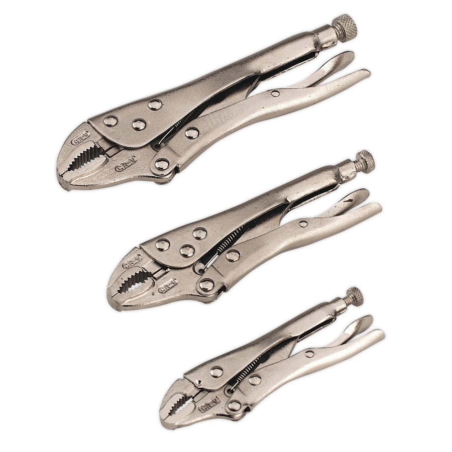 Siegen Locking Pliers Set 3pc S0463 | Deeply serrated, adjustable grip jaws with lever release. | TOOLFORCE.IE