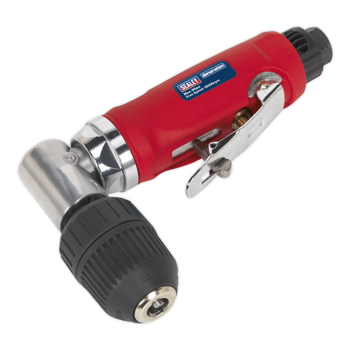 Sealey Air Angle Drill with 10mm Keyless Chuck | Directional, low noise air exhaust can be rotated 360° | toolforce.ie