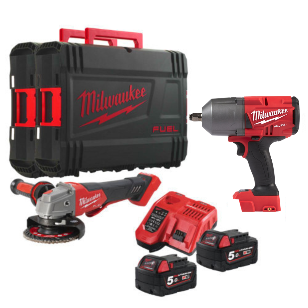 Milwaukee M18 Fuel High Torque Impact Wrench and Grinder Twin Pack  M18 FPP2BD-
