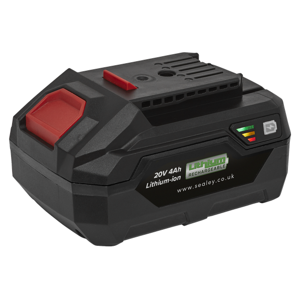 SEALEY 20V 4Ah Battery CP20VBP4 | Lithium-ion battery pack compatible with SV20 Series. | toolforce.ie