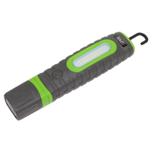 Rechargeable 360° Inspection Lamp 24 SMD & 3W SMD LED Green 2 x Lithium-ion | Unique and innovative 360° swivel and tilt function enables the light source to be positioned in any direction. | toolforce.ie