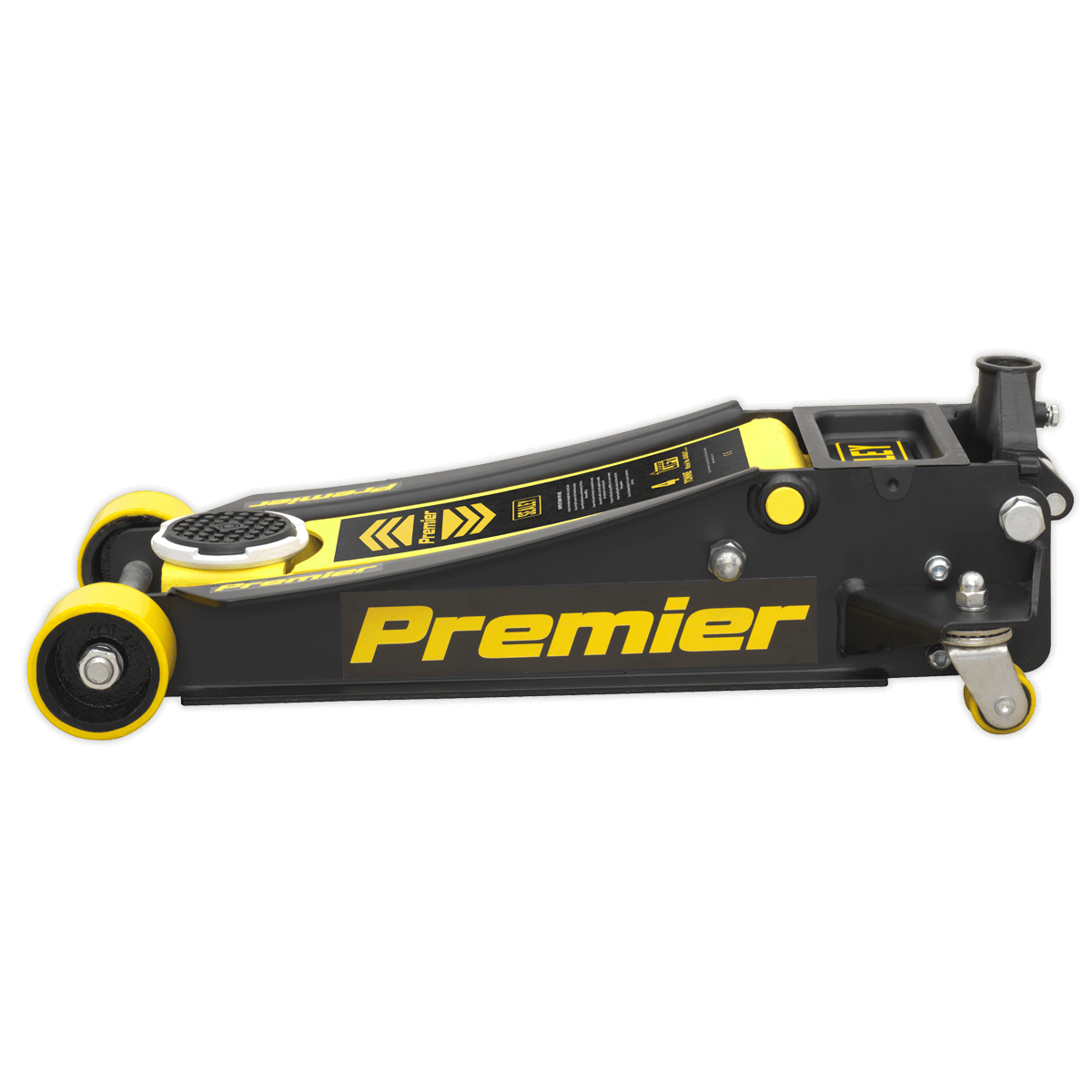 Sealey 4 Tonne Trolley Jack Rocket Lift 4040AY | Heavy base design and large jacking saddle for increased load stability. | toolforce.ie